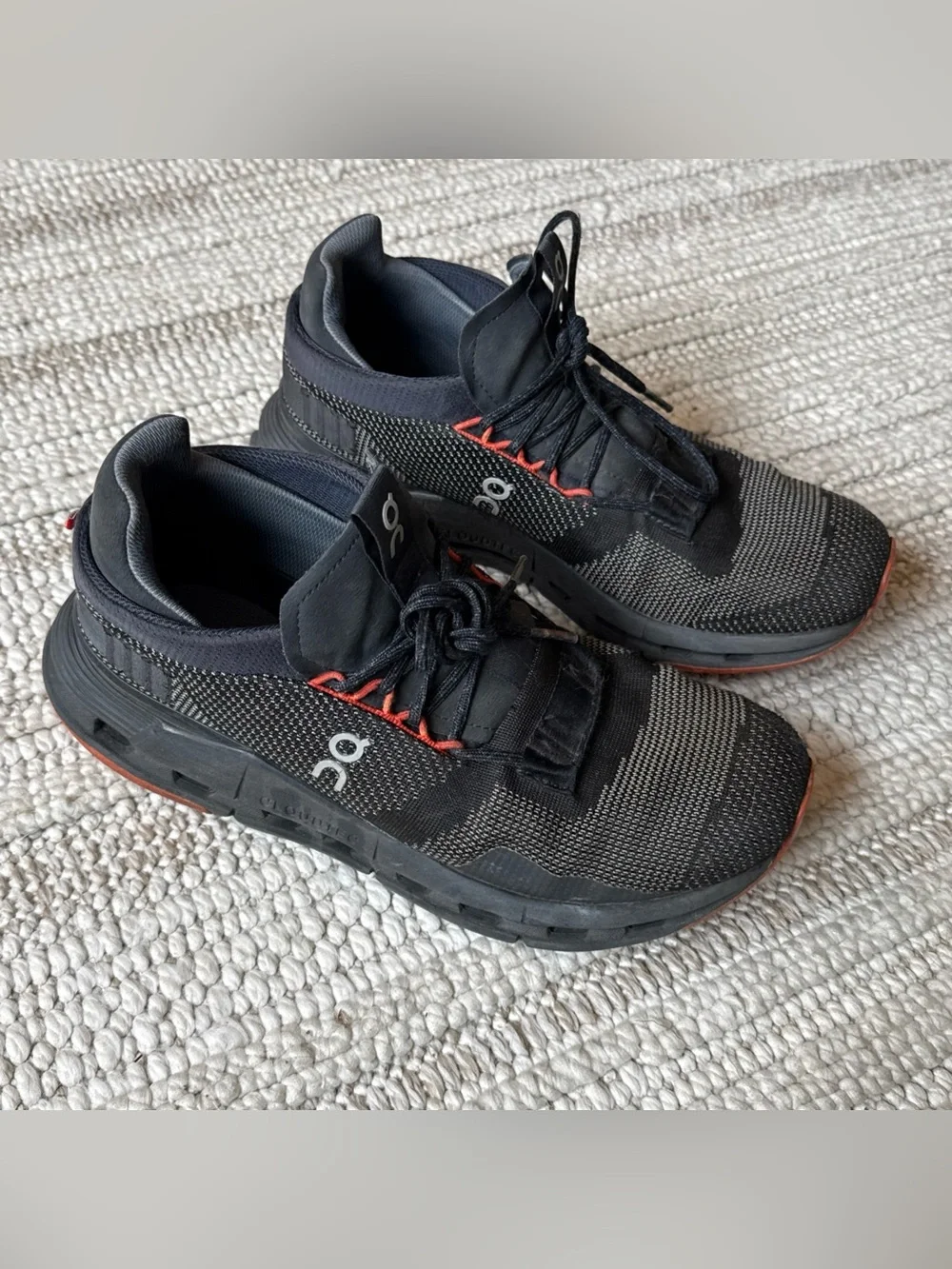 Men's Running Black/Red Flame ON CLOUD Cloudnova CloudTec OC Shoes Size 7.5